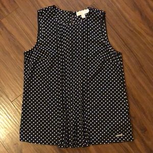 Michael Kors black top with white polka dots